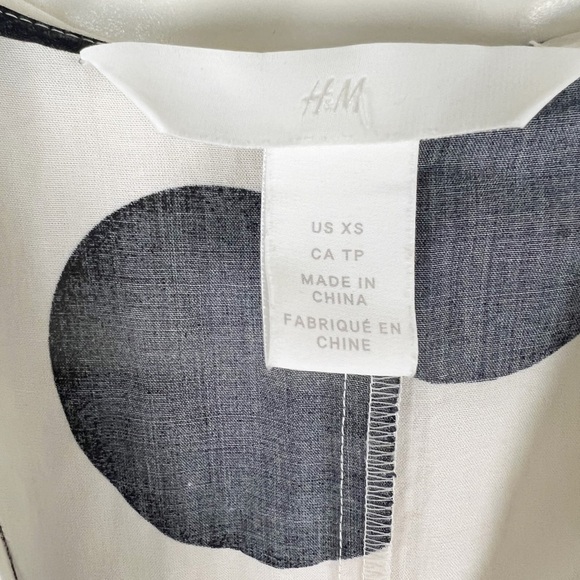 H&M Polka Dot Wrap White Black Midi Dress Size XS - Picture 11 of 12